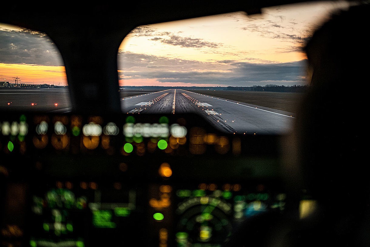 looking out the cockpit during take off 354