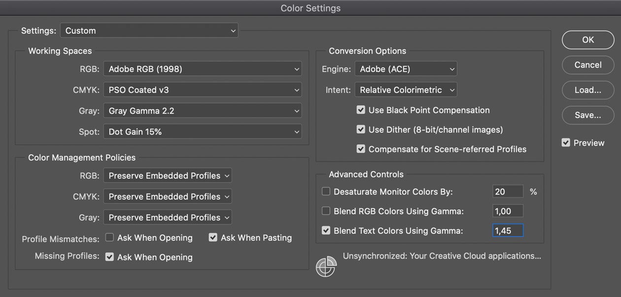 color settings in photoshop b85